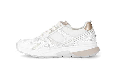 Baskets blanches/dorées en cuir lisse