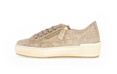 Sneakers beiges en cuir imprimé