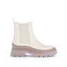 Bottines beiges en cuir lisse