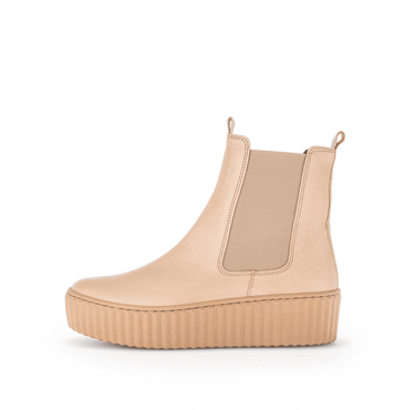 Bottines beiges en cuir lisse