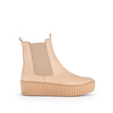 Bottines beiges en cuir lisse