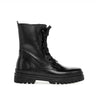 Bottines à lacets noires en cuir lisse