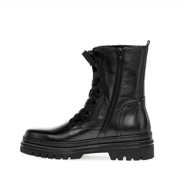 Bottines à lacets noires en cuir lisse