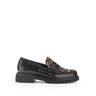 Mocassins noirs vernis à imprimé