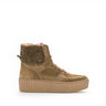 Baskets cognac en velours et fourrure