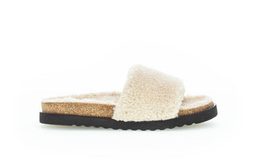 Pantoufles beiges en textile