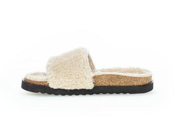 Pantoufles beiges en textile